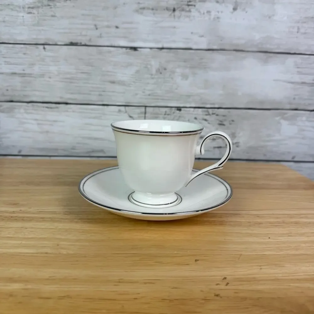 Lenox Federal Platinum Tea Cup and Saucer Set of 2